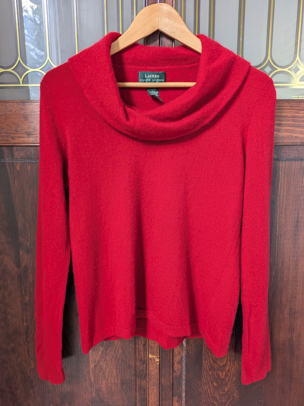 Lauren Ralph Lauren Red Cashmere Cowl Neck Sweater